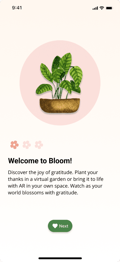 Bloom welcome screen