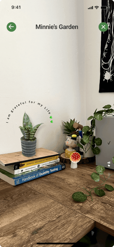 Bloom AR view placing a plant
